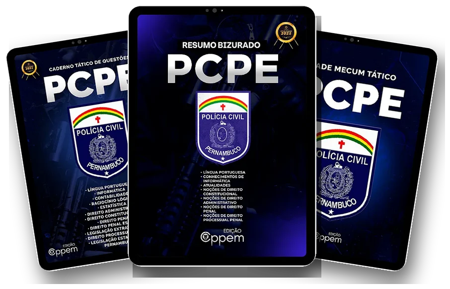 Combo PCPE: Caderno Tático de Questões, Resumo Bizurado e Vade Mecum Tático em três tablets